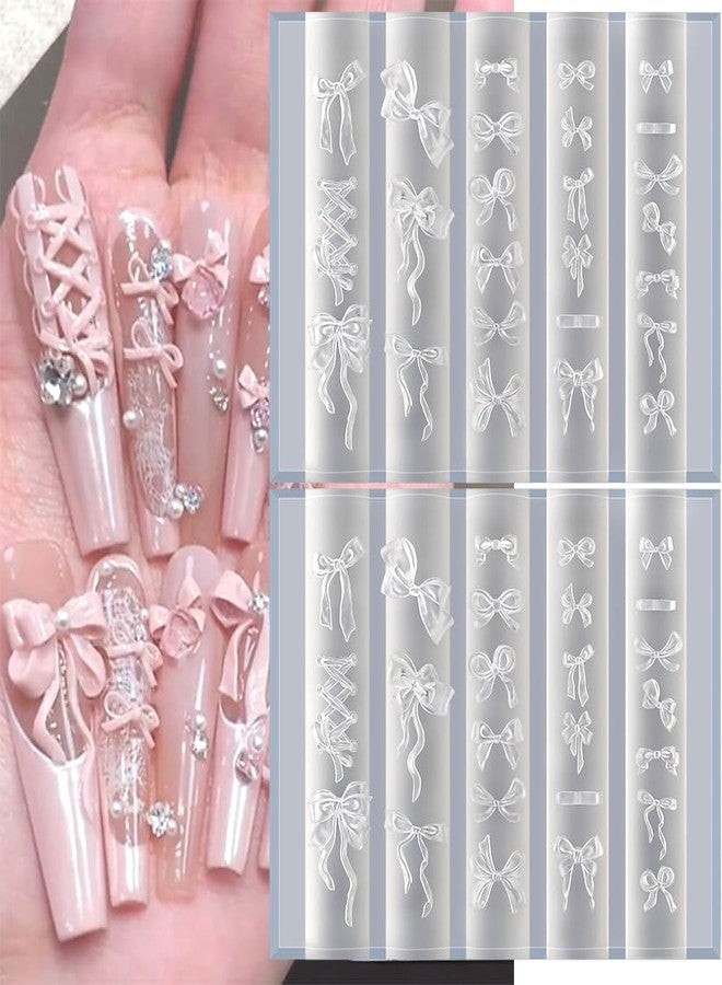 JALIYA Bowknot Silicone Nail Molds, 3D Gel Nail Art Sculpture Bow Mold DIY Bow Charms for Nails Design Silicone Molds Cute Bows Nail Template Stencils Reusable Manicure Carved Mould Resin Mold - Image 4